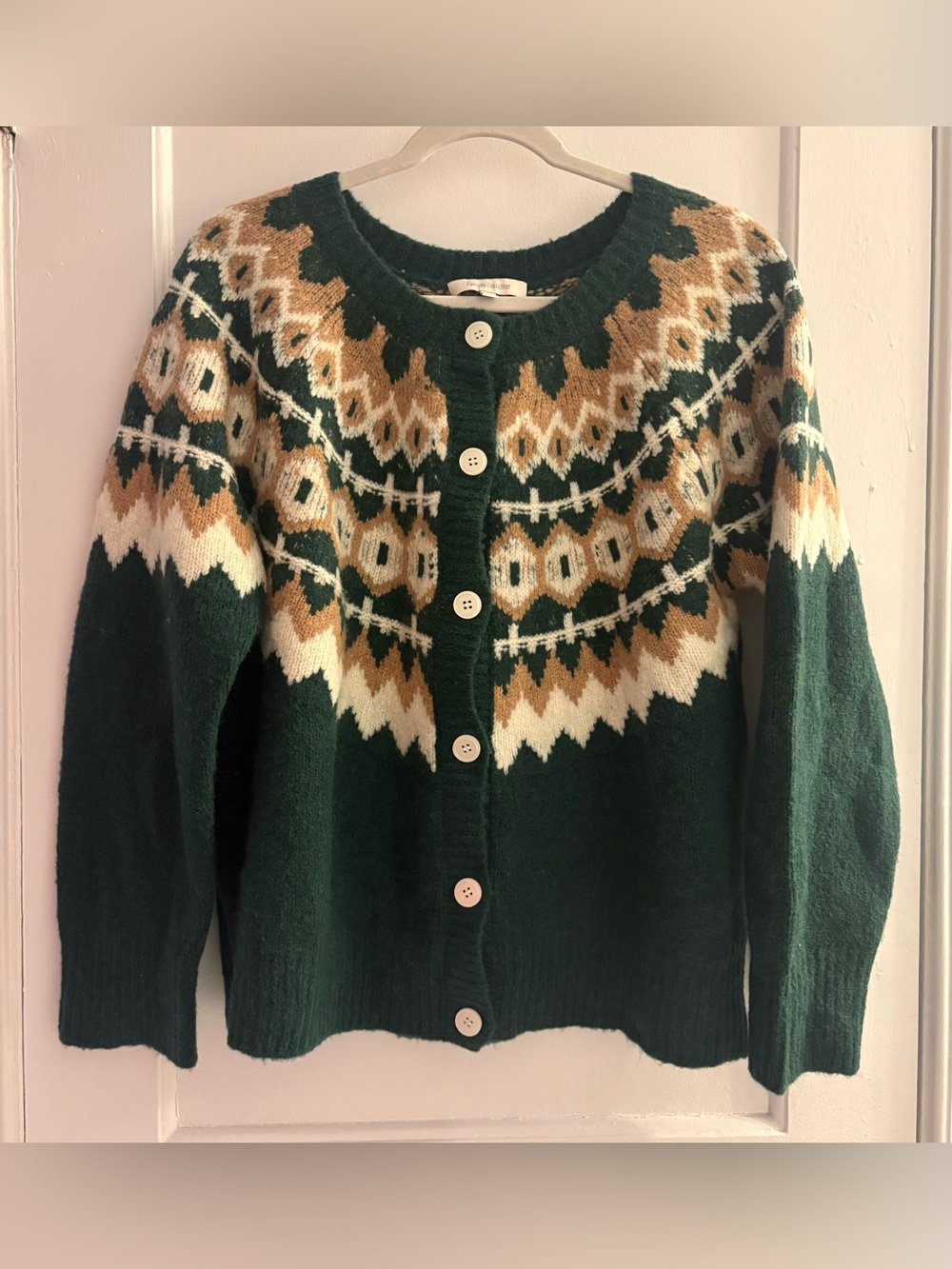 Favorite Daughter The Snowed In Cardigan Green Fair Isle Size S